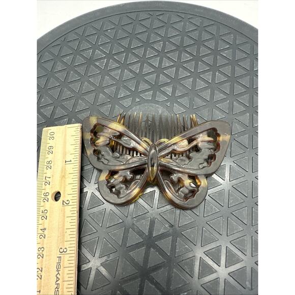 Vintage 80's GOODY Faux Tortoiseshell Celluloid Plastic Butterfly Hair Comb - Picture 3 of 4